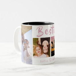 Caneca De Café Em Dois Tons Mug Moderno de Colagem de 4 Fotos BFF