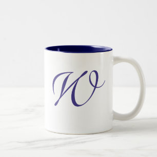 Caneca De Café Em Dois Tons Mug Monograma para Azul Escuro
