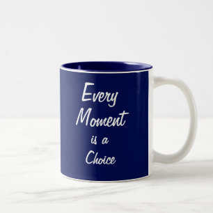 Caneca De Café Em Dois Tons Mug Motivacional - Azul - "A Cada Momento"