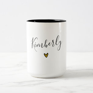 Caneca De Café Em Dois Tons Mug personalizado com nome e coração