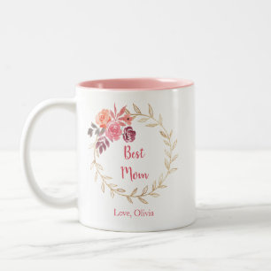 Caneca De Café Em Dois Tons Mug personalizado de "Melhor Mãe" com detalhes fl