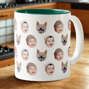 Caneca De Café Em Dois Tons Mug Personalizado De Rosto De Bebê, Família Person