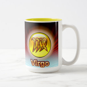 CANECA DE CAFÉ EM DOIS TONS MUG PERSONALIZADO ZODIAC VIRGO AMARELO