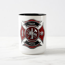 Caneca De Café Em Dois Tons MÚG "PERSONALIZÁVEL Monograma Bombeiro"