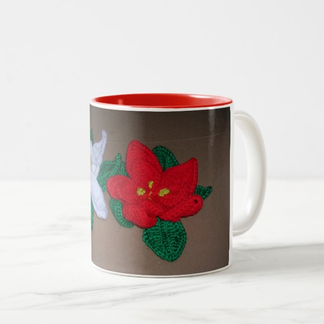 Caneca De Café Em Dois Tons Mug - Poinsettia (Frente Esquerda)