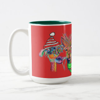 Caneca De Café Em Dois Tons mug-r1 de férias com alpacas quirky