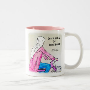 Caneca De Café Em Dois Tons Mug - Sonhe Grande e Diga InshaAllah - 11 oz