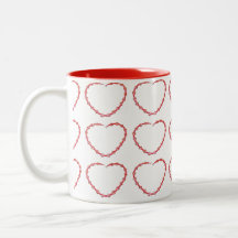 Mug - Três filas de Coração Vermelho Beaded