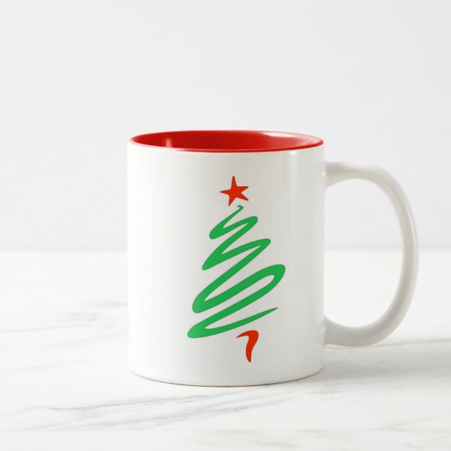 Caneca De Café Em Dois Tons Mug verde-verde-árvore (Direita)