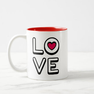 Caneca De Café Em Dois Tons Mug with the word LOVE