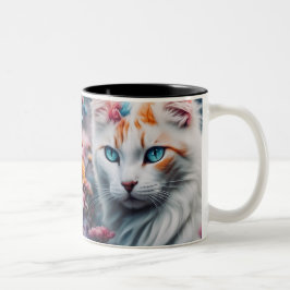 Caneca De Café Em Dois Tons Mugela lindos olhos azuis de gato branco
