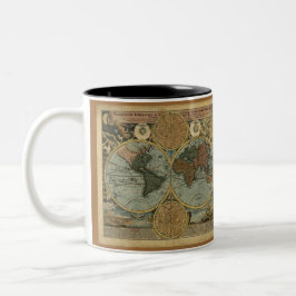 Caneca De Café Em Dois Tons Mugs do Mapa do Mundo Antigo