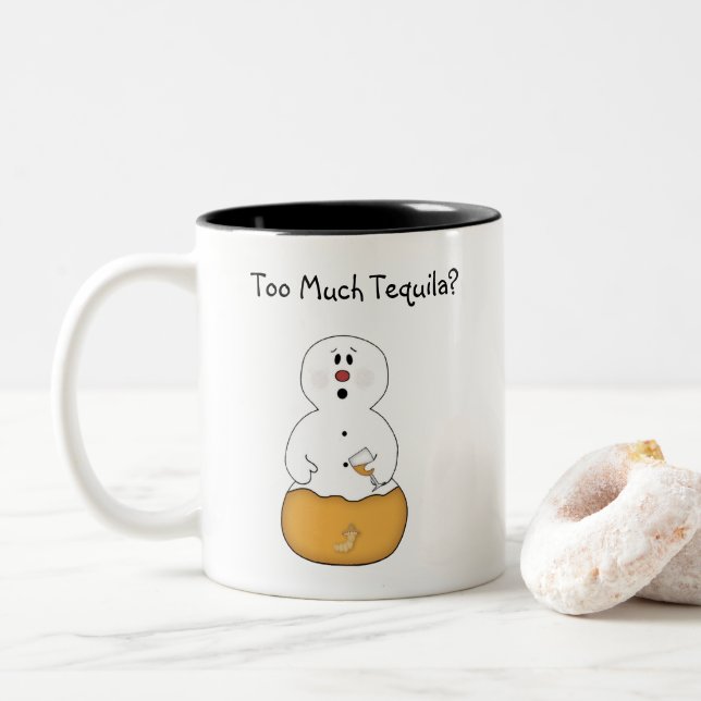 Caneca De Café Em Dois Tons Muita Tequila Snowman Mug (Com Donut)