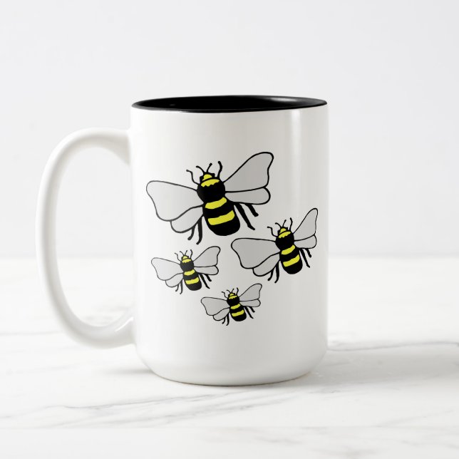 Caneca De Café Em Dois Tons Muitas Abelhas Café Mug (Esquerda)