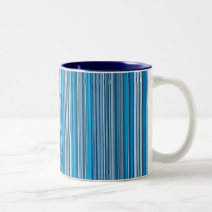Caneca De Café Em Dois Tons Muitas listras multicoloridas em azul