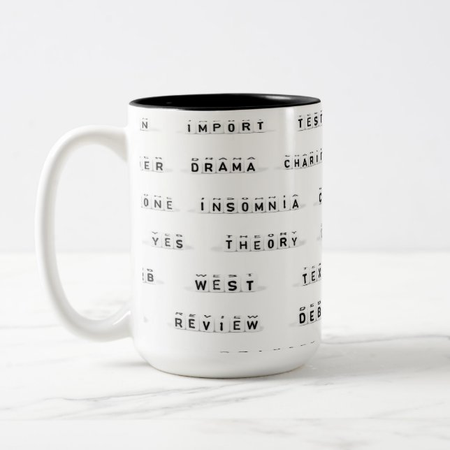 Caneca De Café Em Dois Tons Muitas palavras sobre cubos (Esquerda)