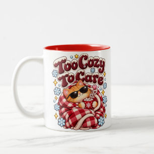 Caneca De Café Em Dois Tons Muito Aconchegante Para se Importar Gato de Natal