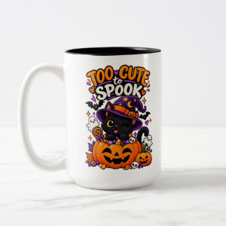 Caneca De Café Em Dois Tons Muito Fofo para Assustar Gato Preto Fofo de Hallow