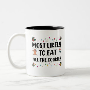 Caneca De Café Em Dois Tons Muito Provável De Comer Todos Os Biscoitos Humor D