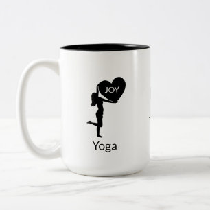 Caneca De Café Em Dois Tons Mulher com silhueta de coração e caligrafia