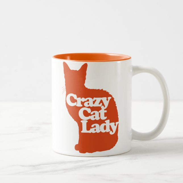 Caneca De Café Em Dois Tons Mulher de gato louca (Direita)
