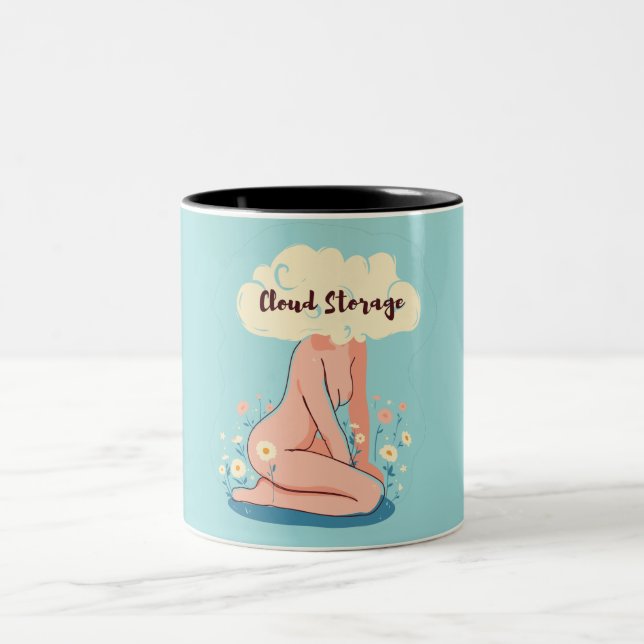 Caneca De Café Em Dois Tons Mulher do armazenamento em nuvem (Centro)