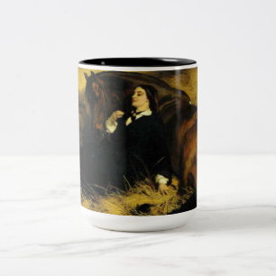 Caneca De Café Em Dois Tons Mulher e Cavalo