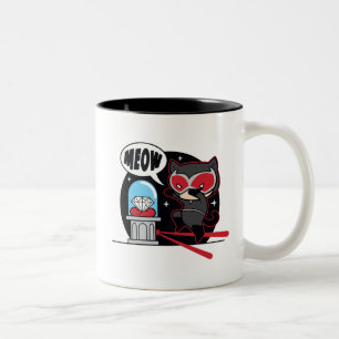 Caneca De Café Em Dois Tons Mulher-Gato De Chibi Roubando Um Diamante