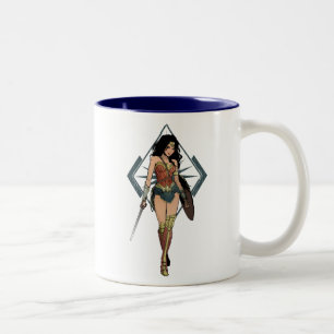 Caneca De Café Em Dois Tons Mulher Maravilha Com Arte Em Quadrinhos De Espada