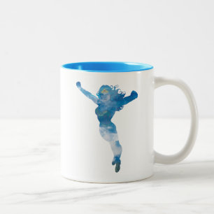 Caneca De Café Em Dois Tons Mulher Maravilha Silhueta Azul Sky