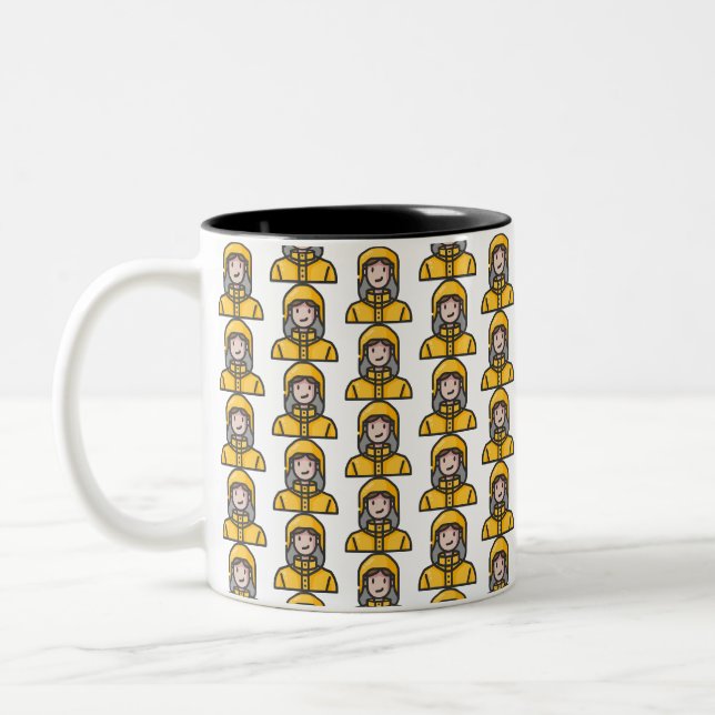 Caneca De Café Em Dois Tons mulher na capa de chuva (Esquerda)