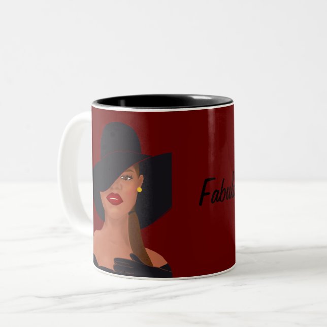 Caneca De Café Em Dois Tons Mulher Negra Fabulosa (Frente Esquerda)