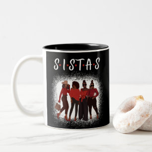 Caneca De Café Em Dois Tons Mulher Negra Sistas Juntas com a Mágica Menina Neg