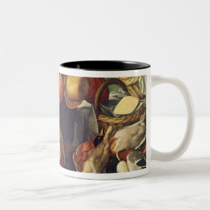 Caneca De Café Em Dois Tons Mulher que vende os vegetais, 1567 (óleo em