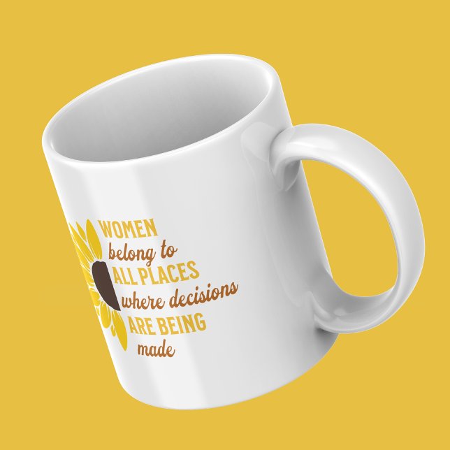 Caneca De Café Em Dois Tons Mulheres Direitos Ruth Bader Sunflower Trendy Mode (Criador carregado)