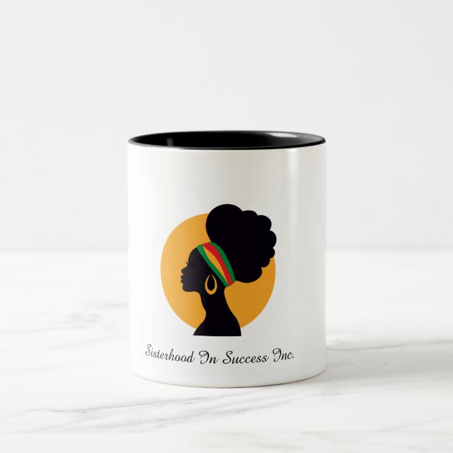 Caneca De Café Em Dois Tons Mulheres Negras Refletindo (Centro)