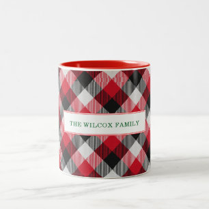 Caneca De Café Em Dois Tons Multicolor Buffalo Xadrez Natal Feliz