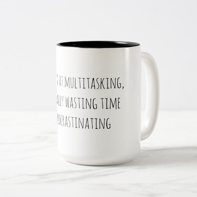 Caneca De Café Em Dois Tons Multitarefa Divertida (Frente Esquerda)