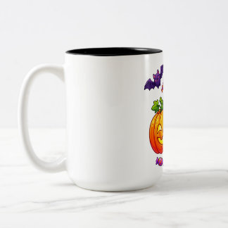 Caneca De Café Em Dois Tons Múmia Fofa com Abóbora de Halloween