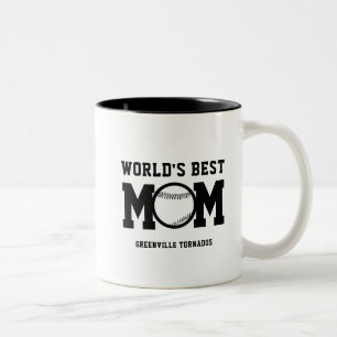 Caneca De Café Em Dois Tons Mundos Personalizados Melhor Mãe Equipe de Basebal