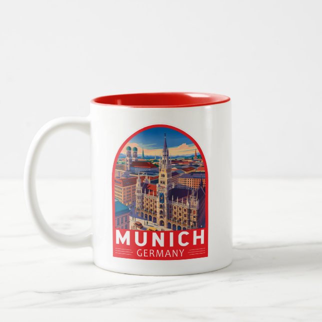Caneca De Café Em Dois Tons Munich Germany Travel Art Emblem (Esquerda)