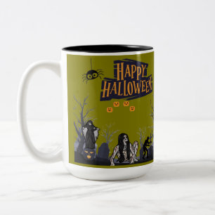Caneca De Café Em Dois Tons Murmurante Hora das Bruxas azeitona