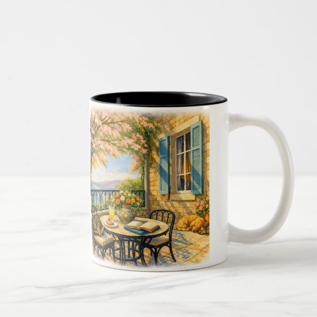 Caneca De Café Em Dois Tons Murmurios de Sage  Selva Marinha Antiga (Direita)