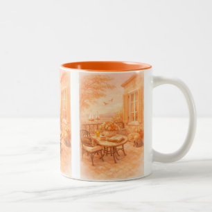 Caneca De Café Em Dois Tons Murmurios de Sage  Selva Marinha Vintage 