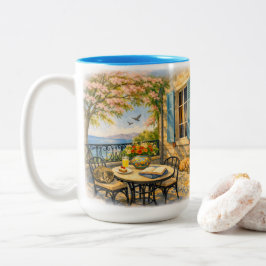 Caneca De Café Em Dois Tons Murmurios de Sage Vida Marinha Vintage