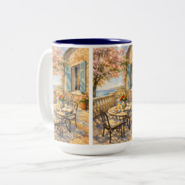 Caneca De Café Em Dois Tons Murmurios de Sage Vida Marinha Vintage