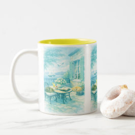 Caneca De Café Em Dois Tons Murmurios de Salgueiro Vida Marinha Vintage