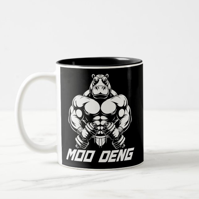 Caneca De Café Em Dois Tons Músculo Hippo Moo Deng (Esquerda)