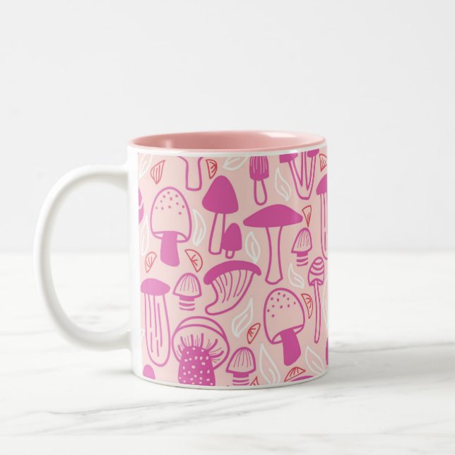 Caneca De Café Em Dois Tons Mushroom Mangenta Rosa (Esquerda)