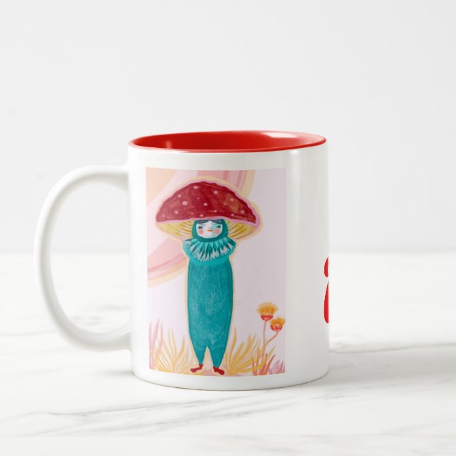 CANECA DE CAFÉ EM DOIS TONS MUSHROOM MUG HANDPAINTED (Esquerda)